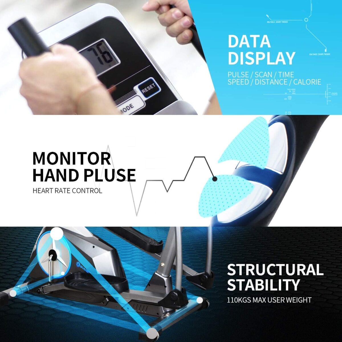 LF 601E Elliptical Cross Trainer Machine Hand Pulse Monitor