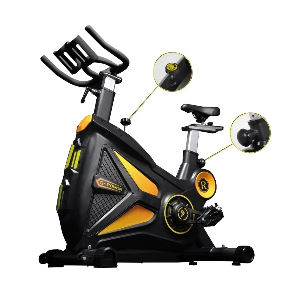 LIFE FIT LF-SB02 Spin Bike with labeled features for exercise.