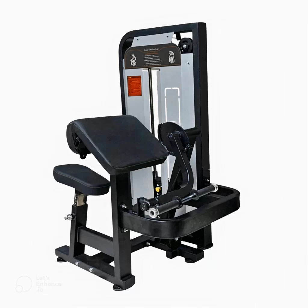 Professional-grade bicep preacher curl machine for targeted arm workouts. Adjustable seat and arm pad for maximum comfort and support.