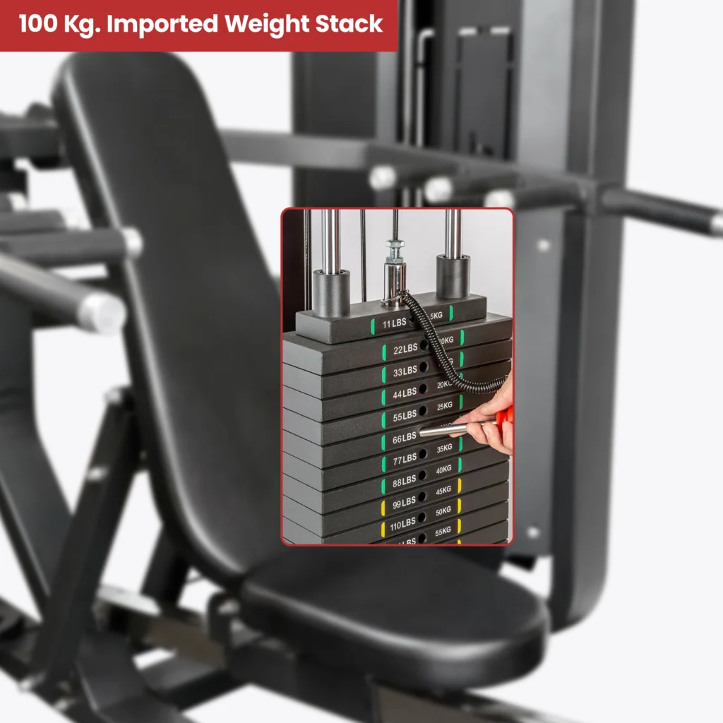 LIFE FIT Multi Press Machine with 100 Kg Imported Weight Stack for Strength Training