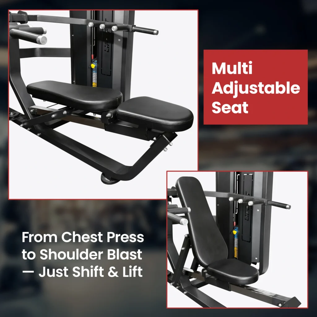 LIFE FIT Multi Press Machine with Multi Adjustable Seat for Chest Press and Shoulder Workouts