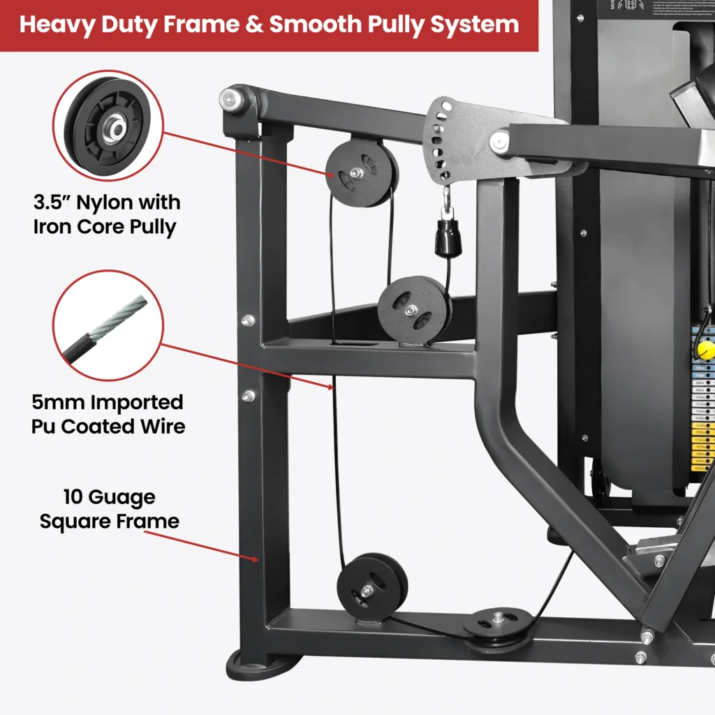 LIFE FIT Multi Press Machine with Heavy Duty Frame, Smooth Pulley System, 3.5-inch Nylon Pulley, and PU Coated Wire