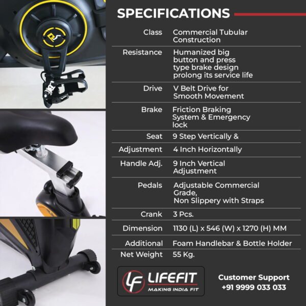 LF-SB-1 Premium Spin Bike with Tubular Construction - Image 7