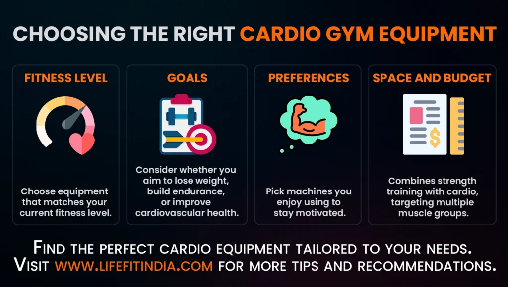 suggestion on which cardio gym equipment to use for fitness.