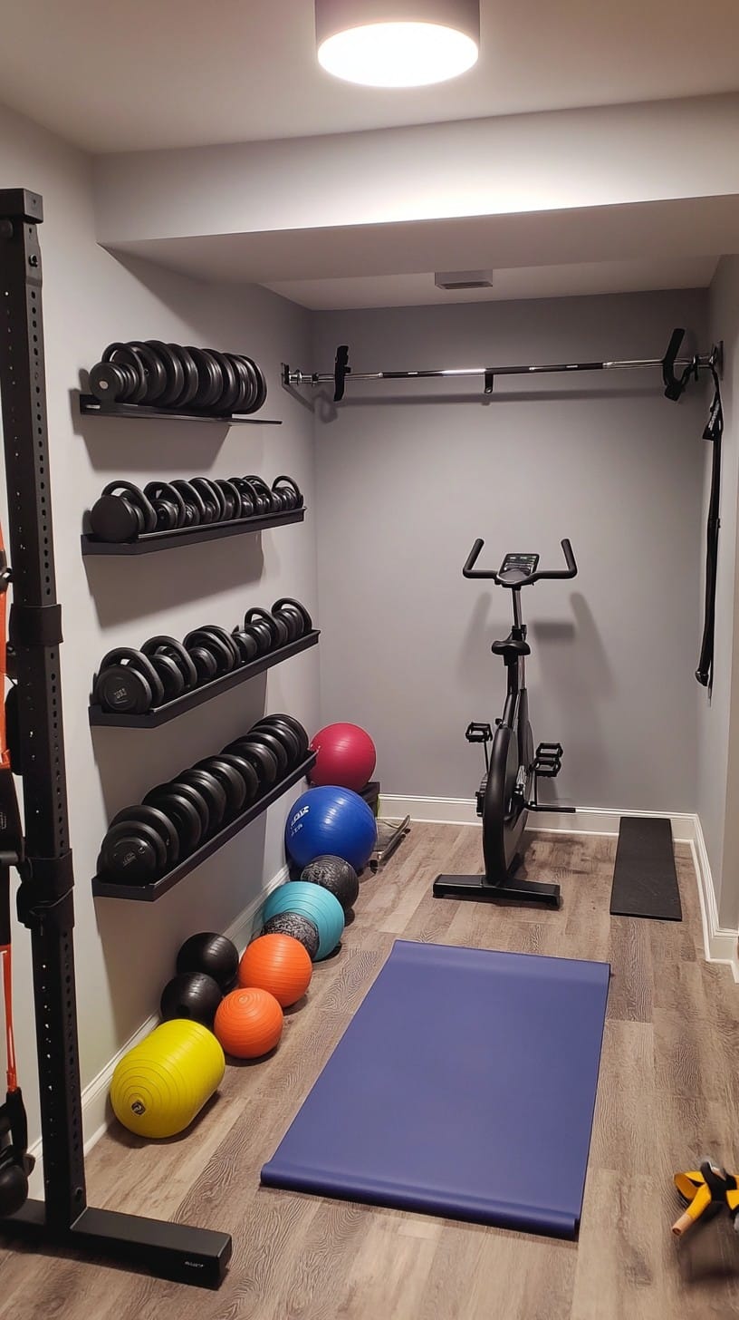 View of Mini Home Gym Setup
