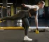 A women doing kettlebell exercise