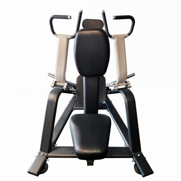 Back view of the Life Fit M200 Mid-Row Machine, a seated weightlifting machine with independent arms and neutral grip handles for back workouts.