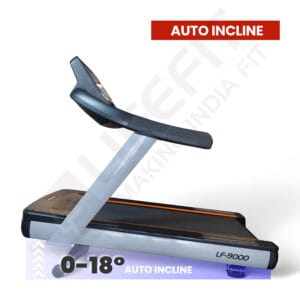 LIFE FIT LF-9000 Commercial Treadmill Profile View: 0-18 Degree Automatic Incline Feature