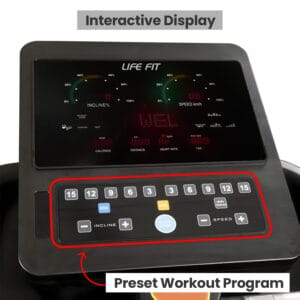 LIFE FIT LF-9000 Treadmill Interactive Display Control Panel: Preset Workout Program Selection