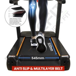 LIFE FIT Treadmill Belt Features: Anti-Slip Surface, Multilayer Construction (5 Layers: Wear Resistant, Sound Insulation, Shock Absorption, EVA Damping, Strength Support)