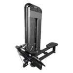 High-angle view of a LIFE FIT seated row machine, showing the V-grip handle, low pulley system, and black frame against a white background.
