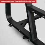 Close-up of the reinforced base frame and anti-slip rubber feet on the LIFE FIT LF-S7 squat rack, ensuring stability and floor protection.