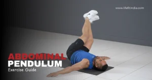 Man performing Abdominal Pendulum Exercise on a mat with legs raised for core stability training – Life Fit India Ab workout guide.