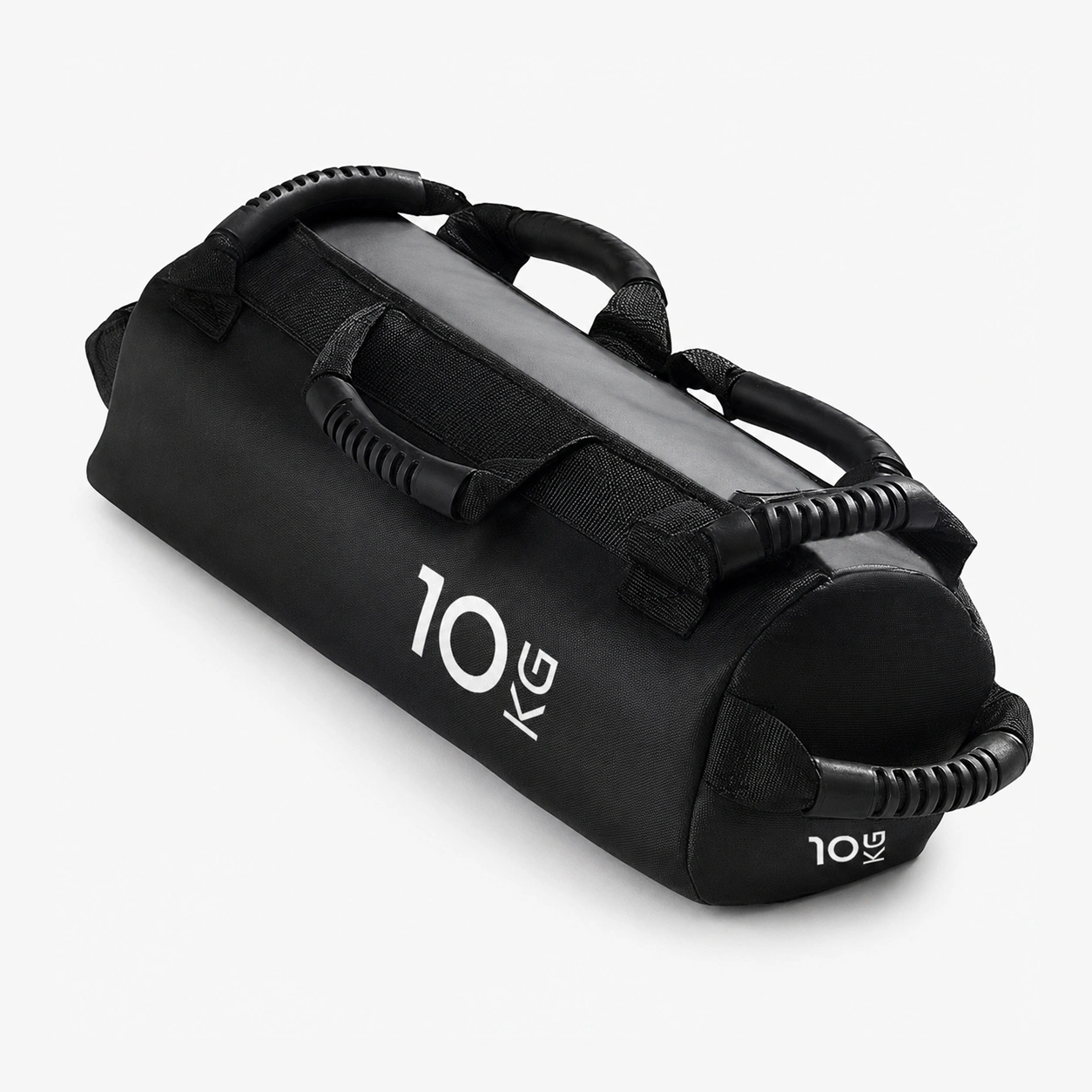 Black 10 kg functional training sandbag with multiple reinforced handles