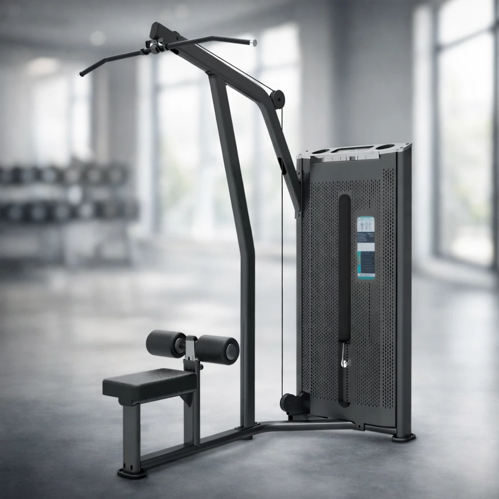 Commercial lat pulldown machine for back training