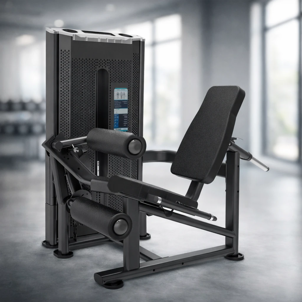 Commercial leg curl and leg extension machine for quadriceps and hamstring training