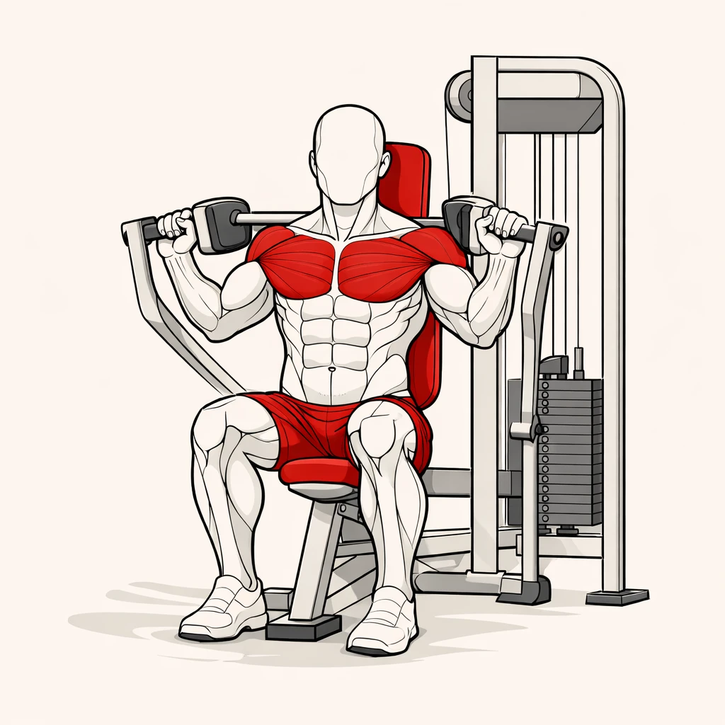 Machine exercises category illustration representing selectorized gym machine training.