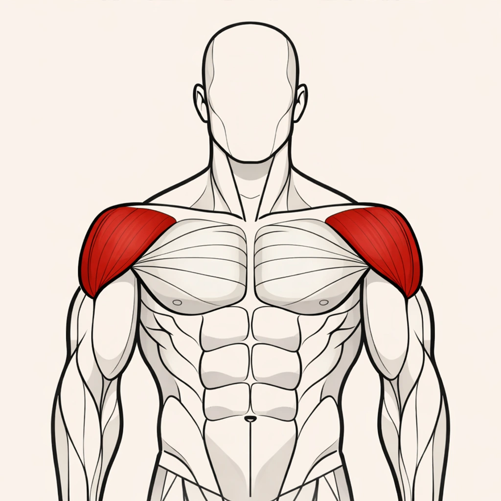 Shoulder exercises category illustration highlighting the deltoid muscles